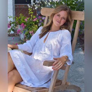NWT Madison Mathew’s BEACH COVER UP WHITE HAND EMBROIDERED